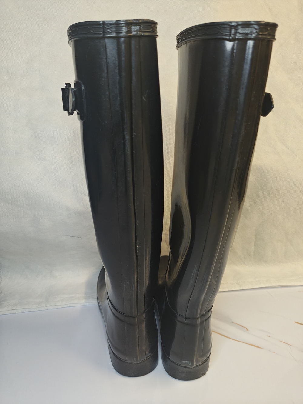Hunter Glossy Tall Rain Boots - Black - Picture 7 of 16